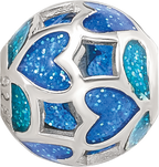 Sterling Silver Reflections Blue/Green Heart Enameled Bead