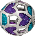 Sterling Silver Reflections Blue/Purple Heart Enameled Bead