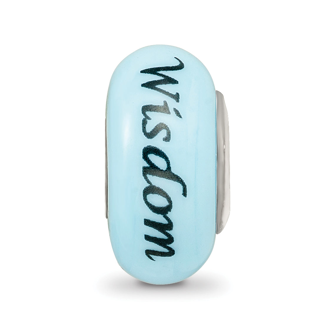 Ster.Silver Reflections Blue Hand Painted Wisdom Owl Fenton Glass Bead