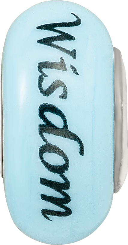 Ster.Silver Reflections Blue Hand Painted Wisdom Owl Fenton Glass Bead