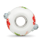 Ster.Silver Reflections Hand Painted Christmas Mouse Fenton Glass Bead