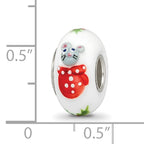 Ster.Silver Reflections Hand Painted Christmas Mouse Fenton Glass Bead