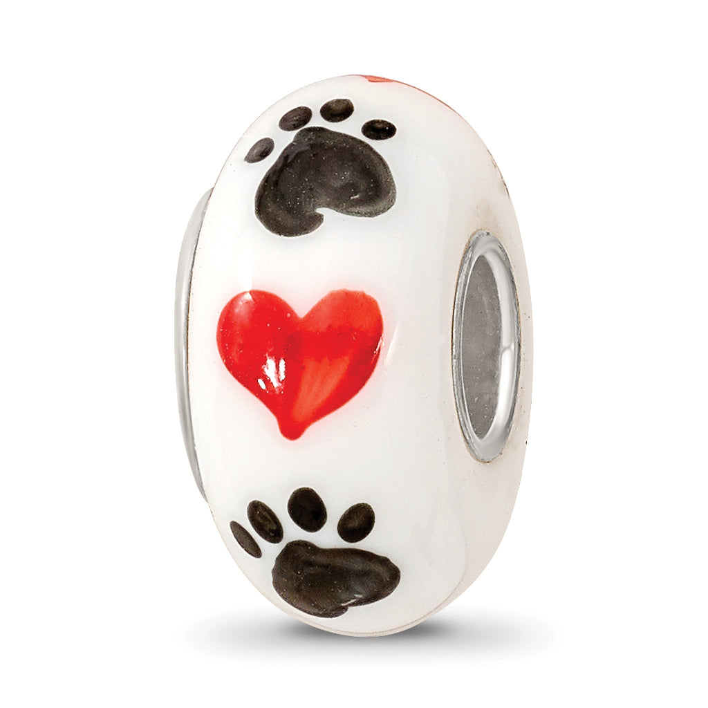 Ster.Silver Reflections Hand Painted Muttley Dog Fenton Glass Bead