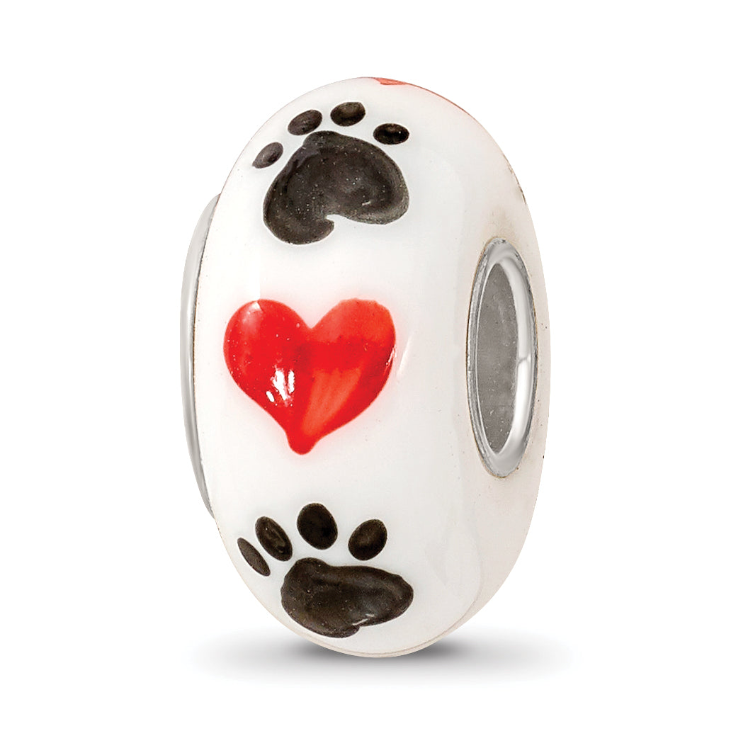 Ster.Silver Reflections Hand Painted Muttley Dog Fenton Glass Bead