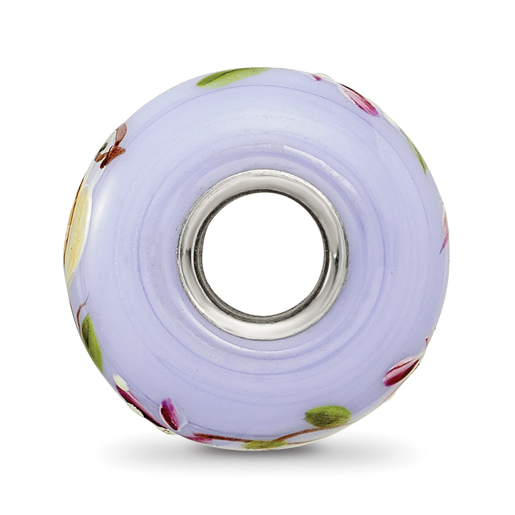 Ster.Silver Reflections Hand Painted Sparrow Fenton Glass Bead