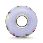 Ster.Silver Reflections Hand Painted Sparrow Fenton Glass Bead