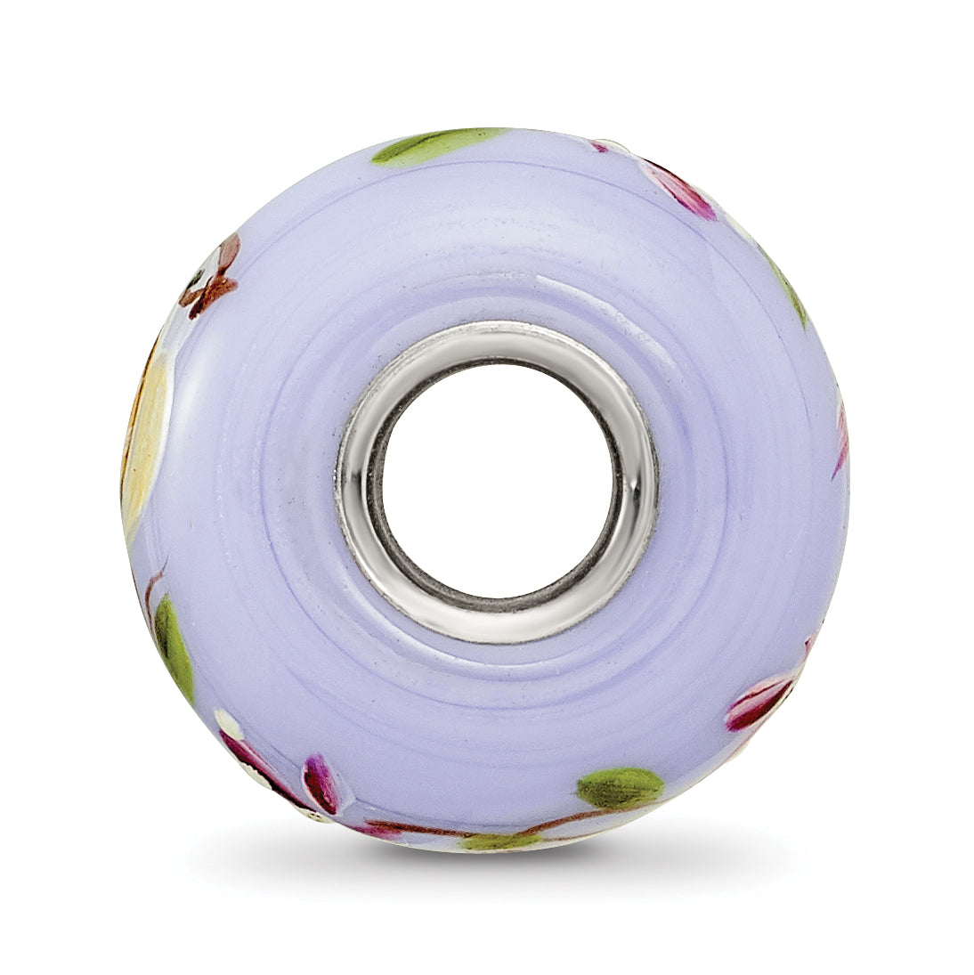 Ster.Silver Reflections Hand Painted Sparrow Fenton Glass Bead