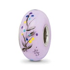 Ster.Silver Reflections Hand Painted TJ Bird Floral Fenton Glass Bead
