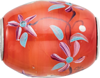 Ster.Silver Reflections Orange Hand Painted Floral Fenton Glass Bead