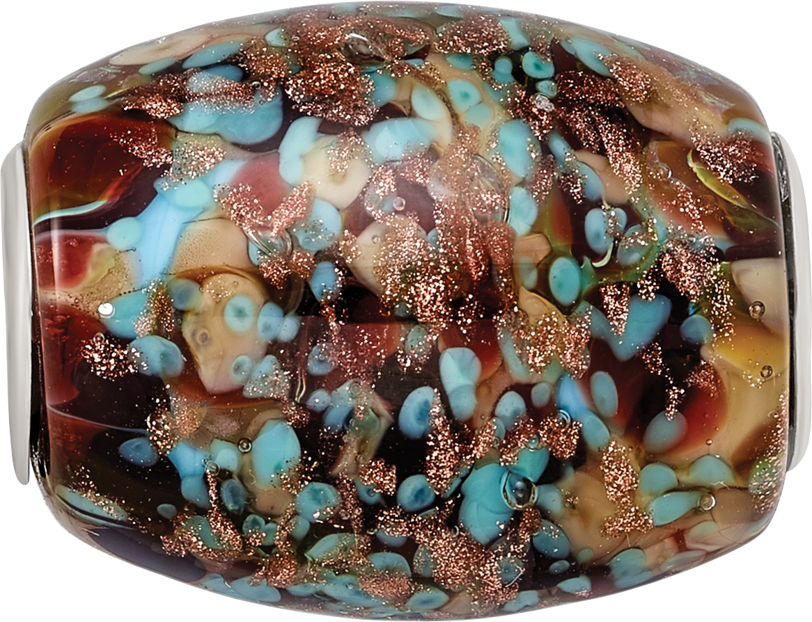 Ster.Silver Reflections Multi-color Glitter Desert Sunset Fenton Glass Bead