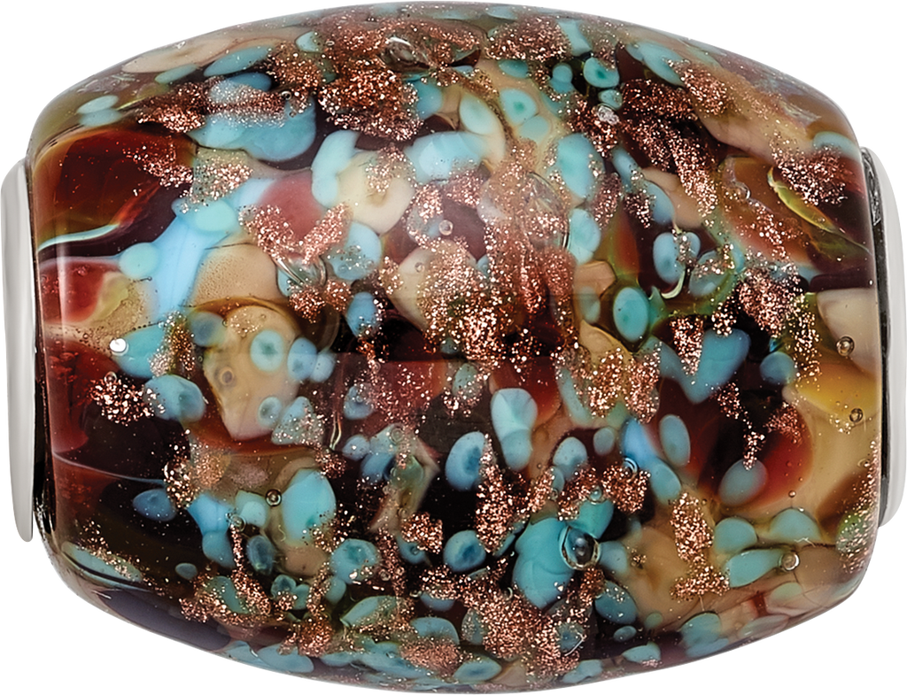 Ster.Silver Reflections Multi-color Glitter Desert Sunset Fenton Glass Bead