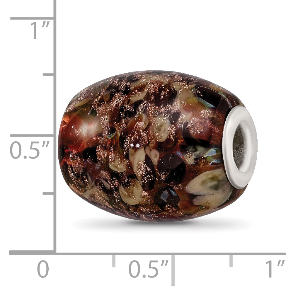 Ster.Silver Reflections Multi-color Glitter Kalico Kitty Fenton Glass Bead
