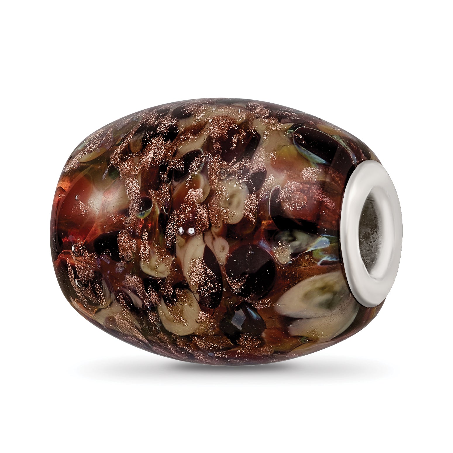 Ster.Silver Reflections Multi-color Glitter Kalico Kitty Fenton Glass Bead Main image
