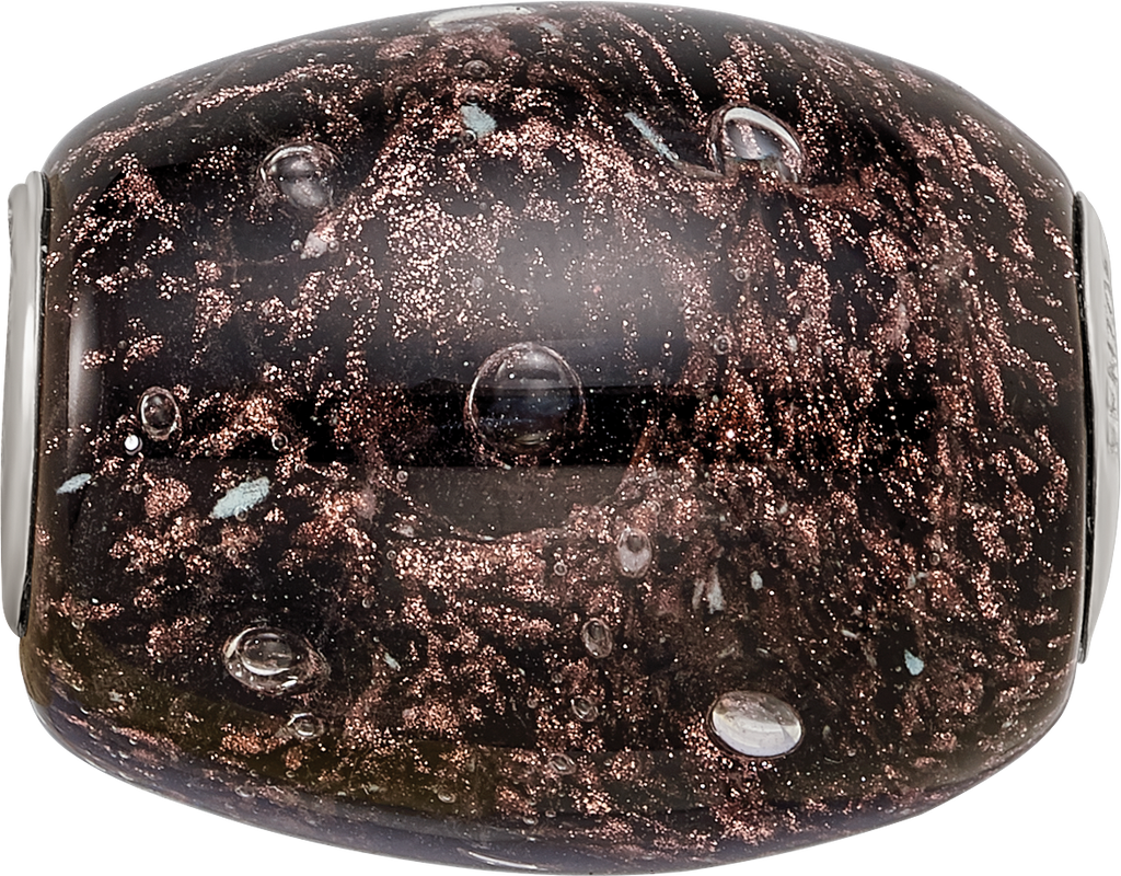 Ster.Silver Reflections Black Glitter Midnight Illusions Fenton Glass Bead