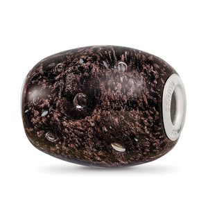 Reflection Beads Sterling Silver Black Glitter Midnight Illusions Fenton Glass Bead - Sophia Jewelers