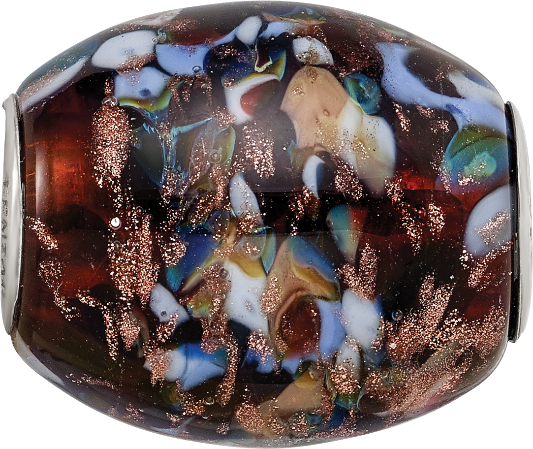 Ster.Silver Reflections Multi-color Glitter Country Girl Fenton Glass Bead