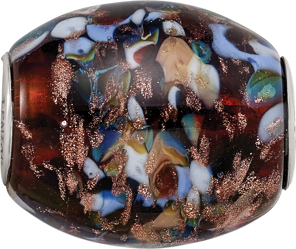 Ster.Silver Reflections Multi-color Glitter Country Girl Fenton Glass Bead