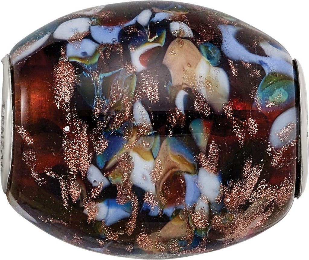 Reflection Beads Sterling Silver Multi-Color Glitter Country Girl Fenton Glass Bead - Sophia Jewelers