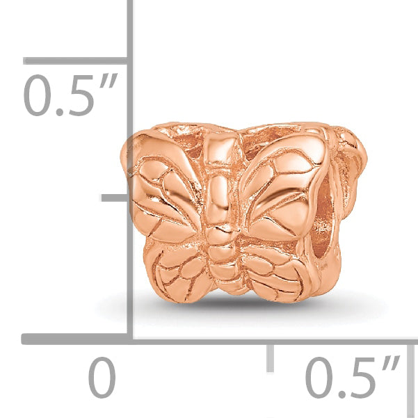 Sterling Silver Reflections Rose Gold-plated Butterfly Bead