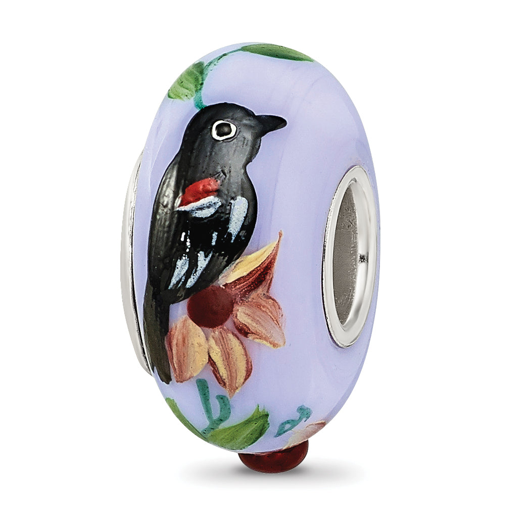 Sterling Silver Reflections Blue Bye Bye Blackbird Fenton Glass Bead Main image