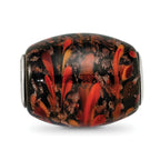 Sterling Silver Reflections Black & Orange Autumn Fires Fenton Glass Bead