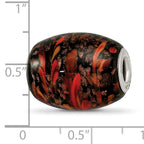 Sterling Silver Reflections Black & Orange Autumn Fires Fenton Glass Bead