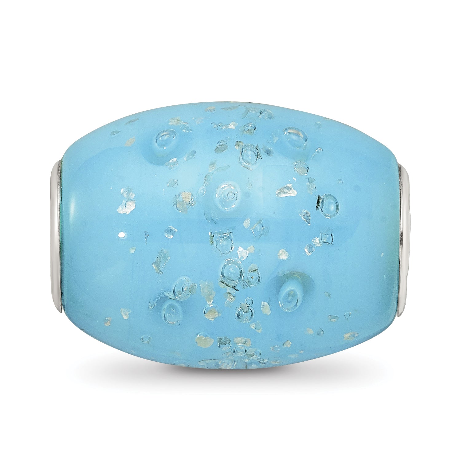 Sterling Silver Reflections Blue Frosted Windowpanes Fenton Glass Bead
