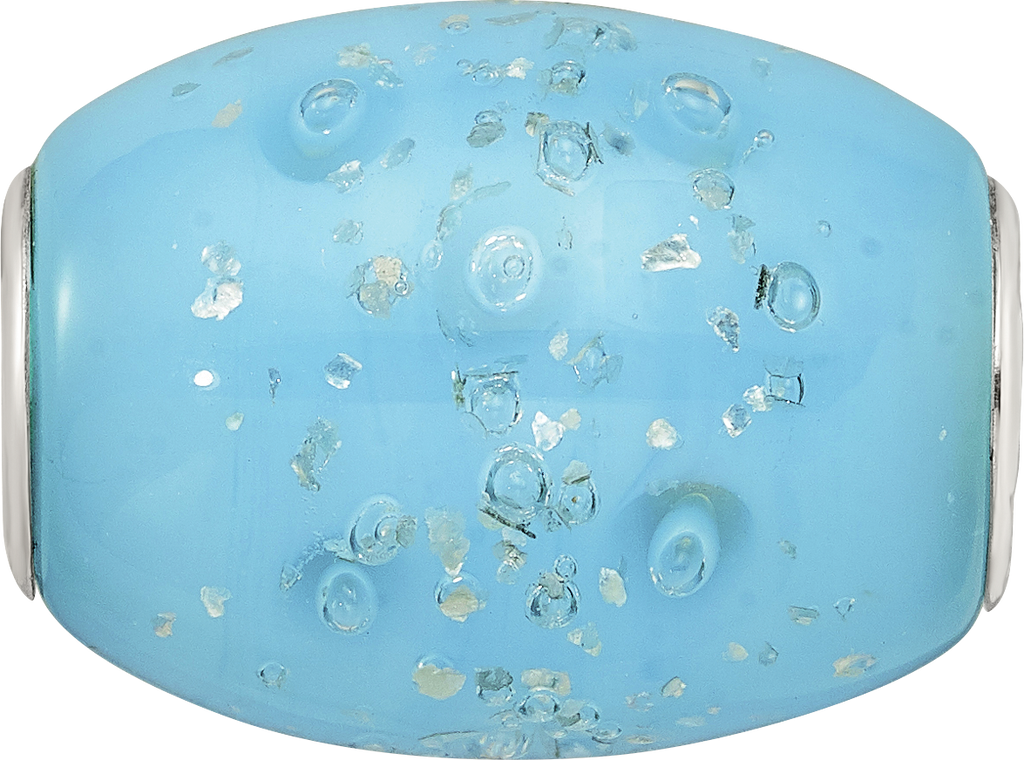Sterling Silver Reflections Blue Frosted Windowpanes Fenton Glass Bead