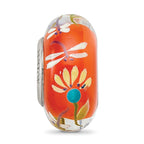 Sterling Silver Reflections Dragonfly Love Fenton Glass Bead