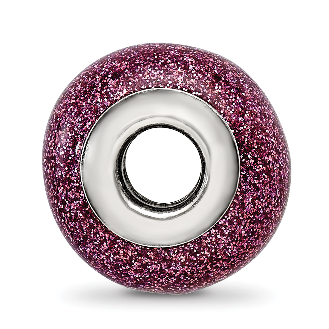 Sterling Silver Reflections Pink Glitter Italian Glass Bead Secondary image