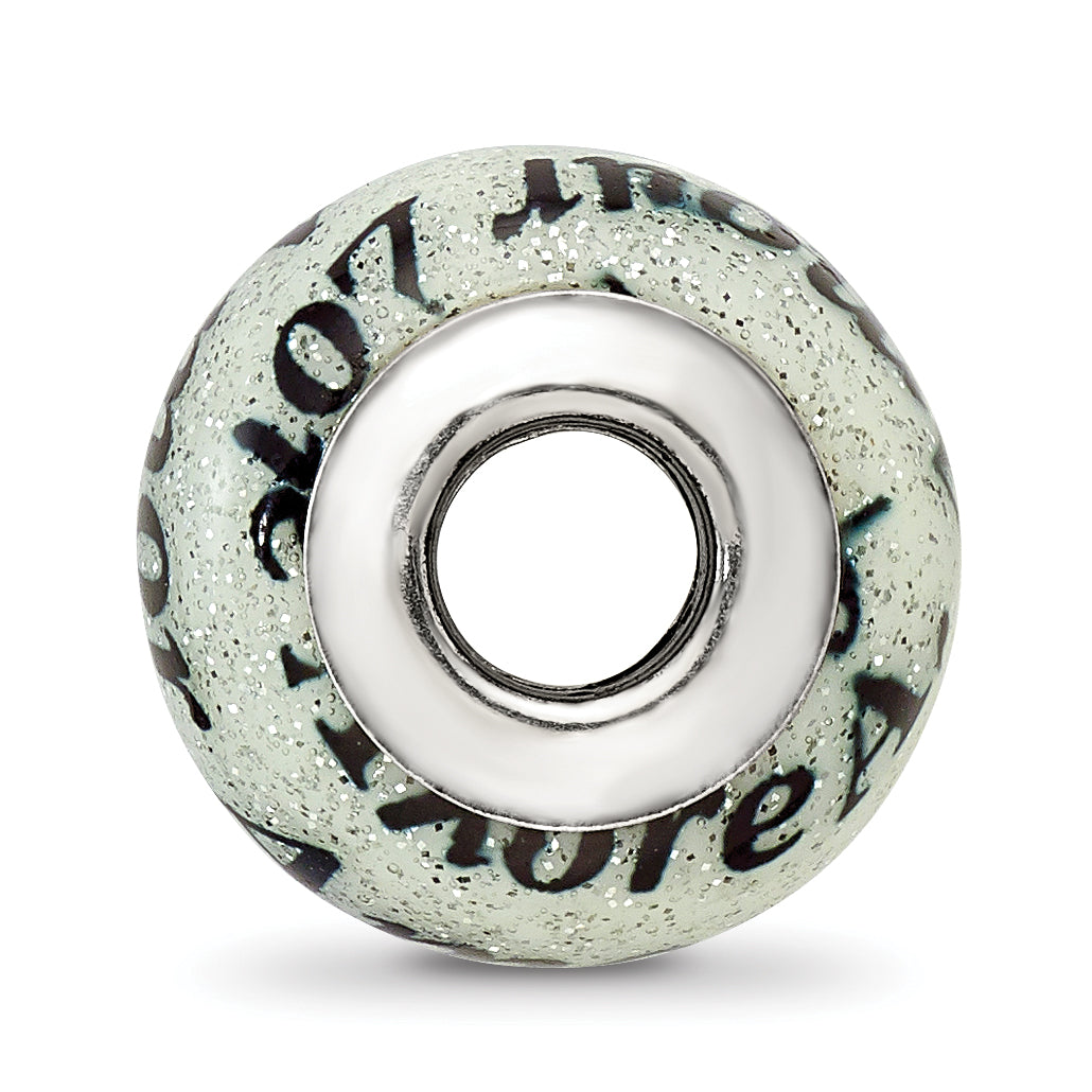 Sterling Silver Reflections Love/Amor Black & White Glitter Italian Glass Secondary image