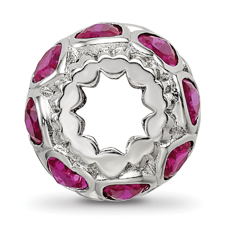 Sterling Silver Reflections Polished Red Heart CZ Bead Secondary image