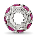 Sterling Silver Reflections Polished Red Heart CZ Bead