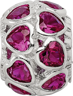 Sterling Silver Reflections Polished Red Heart CZ Bead