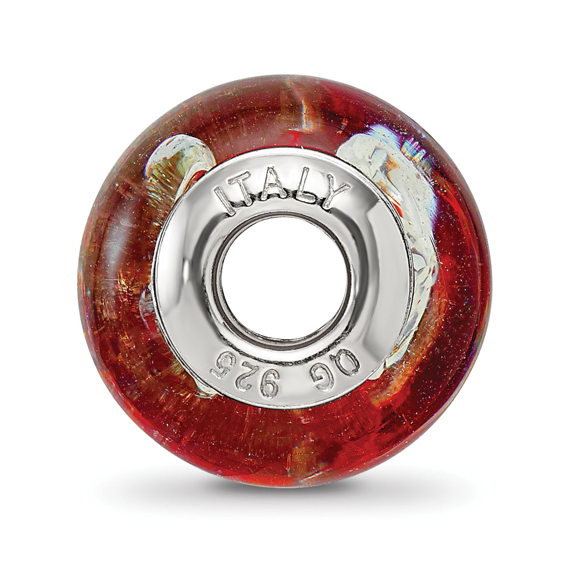 Sterling Silver Reflections Foil Heart Infinity Red Italian Glass Bead Secondary image
