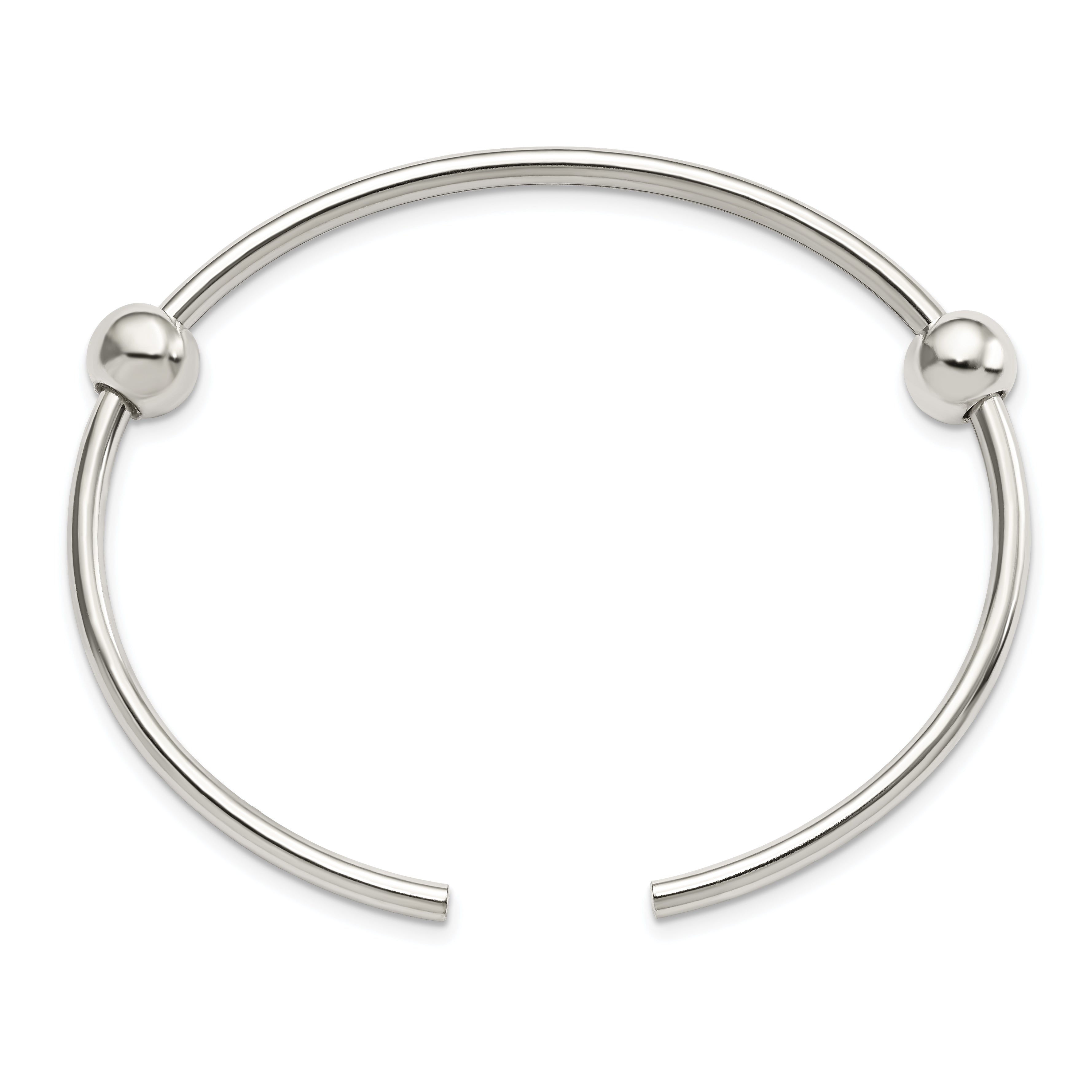 Sterling Silver Reflections Polished Includes 2 Stopper Beads Bangle Secondary image