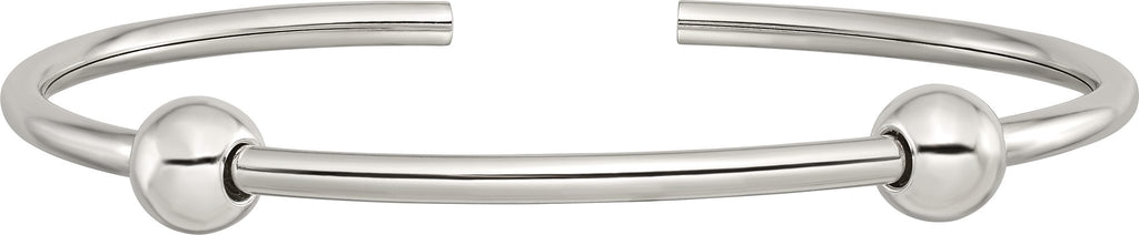 Reflection Beads Sterling Silver Polished Includes 2 Stopper Beads Bangle - Sophia Jewelers