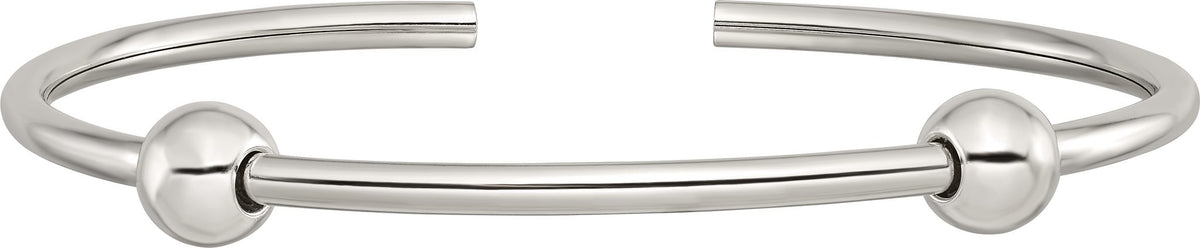 Reflection Beads Sterling Silver Polished Includes 2 Stopper Beads Bangle - Sophia Jewelers