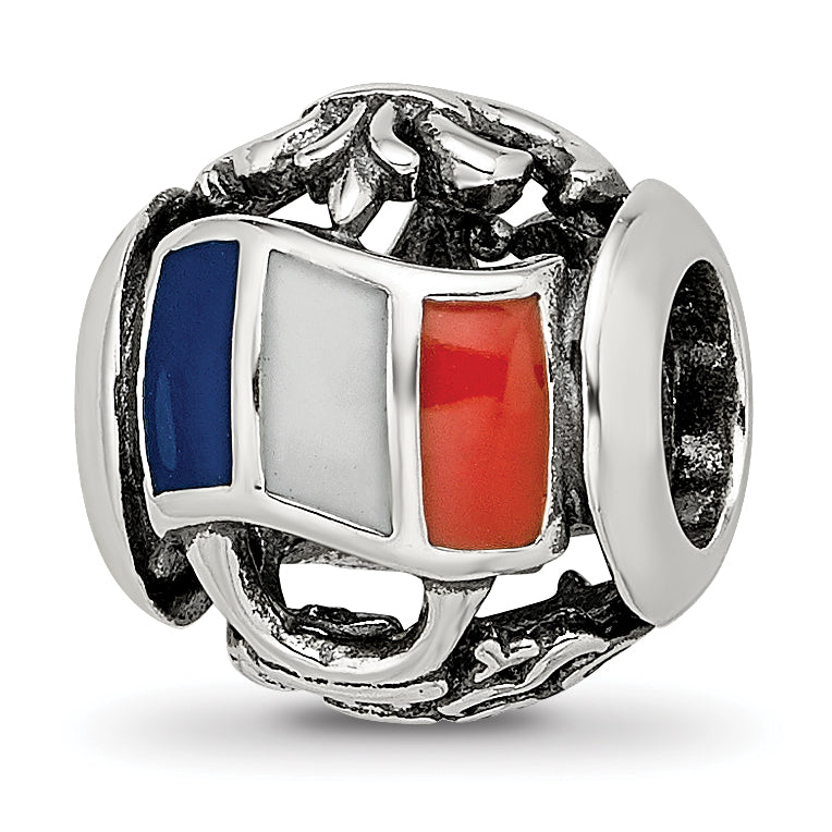 Sterling Silver Reflections Enameled French Theme Bead