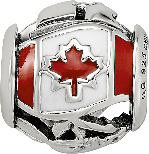 Sterling Silver Reflections Enameled Canada Theme Bead