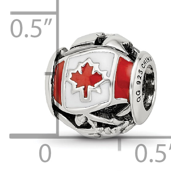 Sterling Silver Reflections Enameled Canada Theme Bead