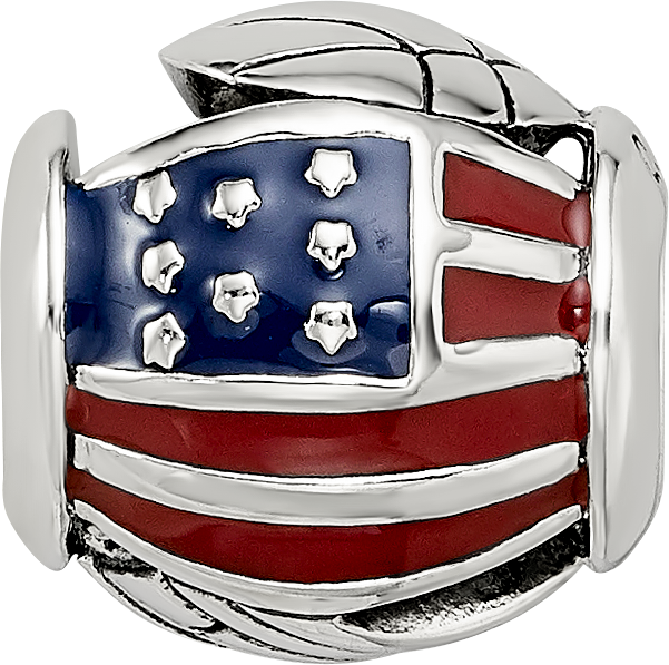 Sterling Silver Reflections Enameled USA Theme Bead