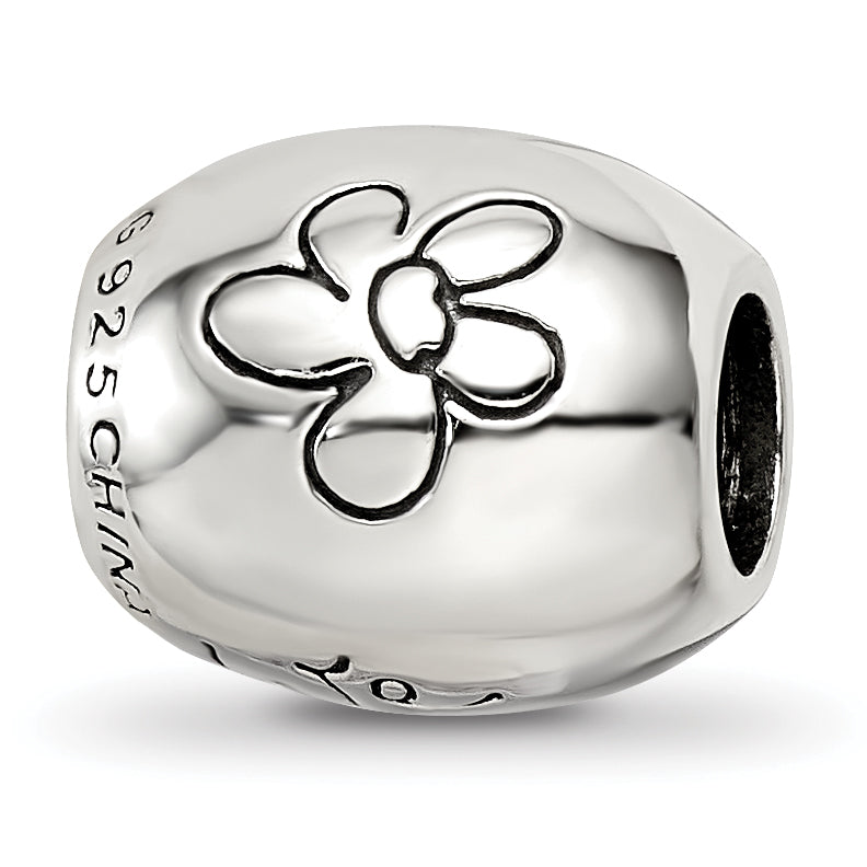 Sterling Silver Reflections Antiqued We Are Family Flower Bead