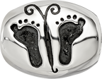 Sterling Silver Reflections Antiqued Baby Feet Butterfly Bead
