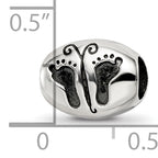 Sterling Silver Reflections Antiqued Baby Feet Butterfly Bead