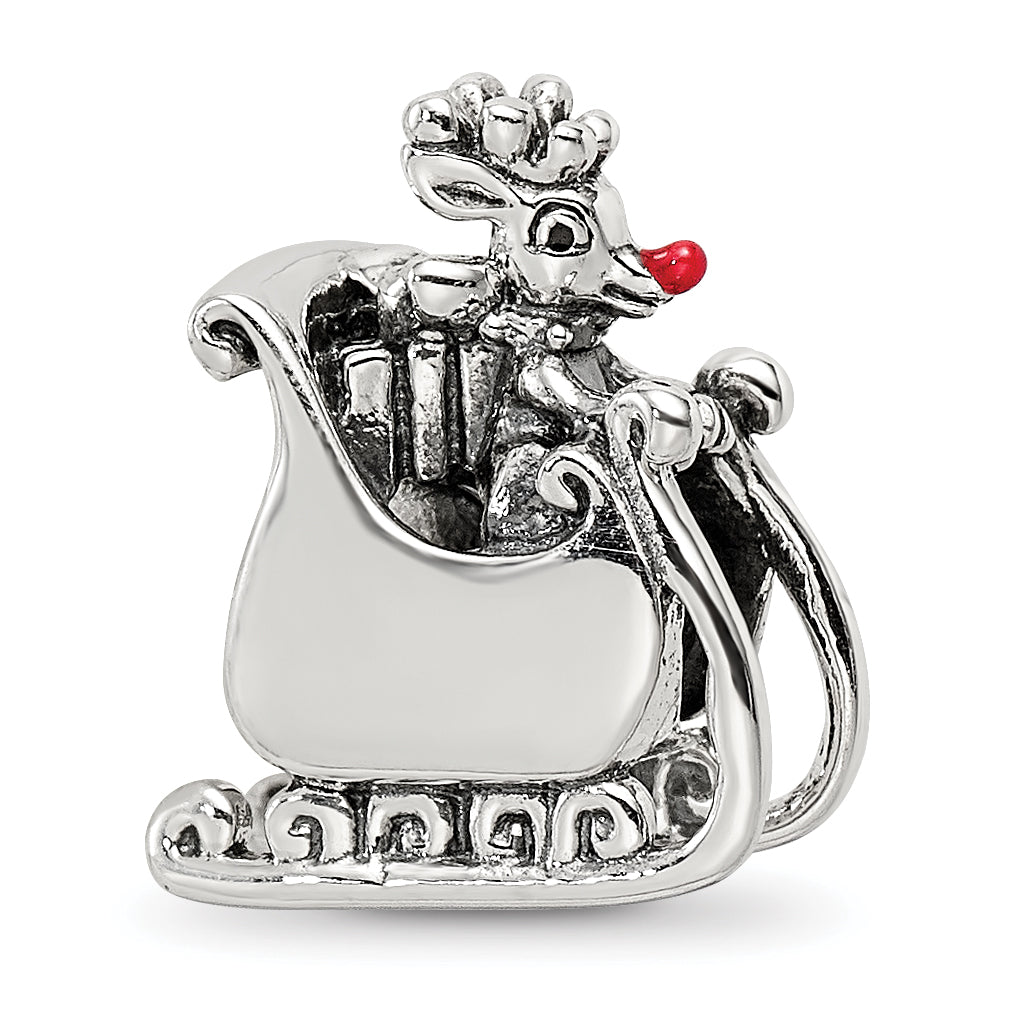 Sterling Silver Reflections Enameled Rudolph in Sleigh Bead Main image
