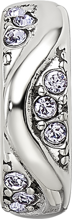 Sterling Silver Reflections with Crystals Wave Spacer Bead