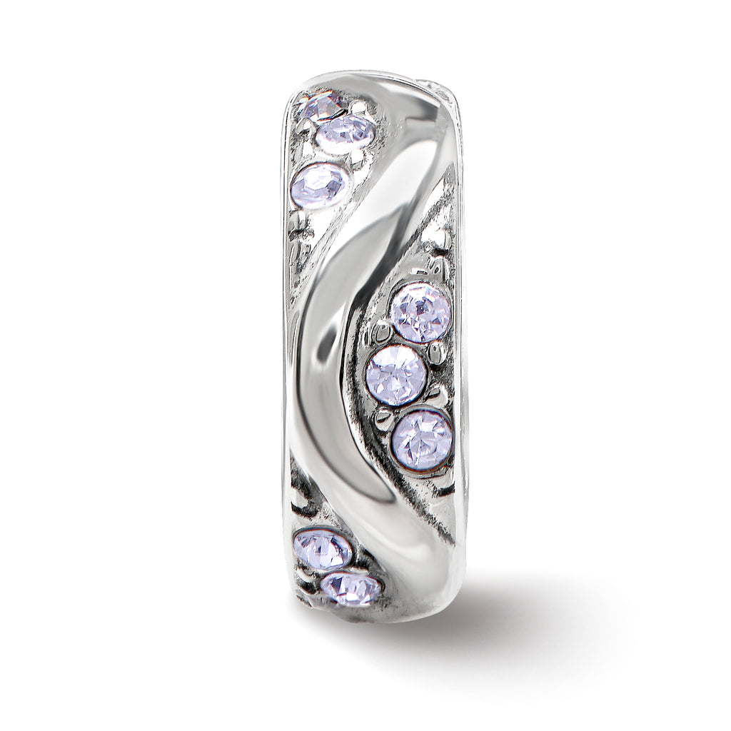 Sterling Silver Reflections with Crystals Wave Spacer Bead