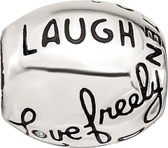 Sterling Silver Reflections Crystals Live Laugh Love Bead