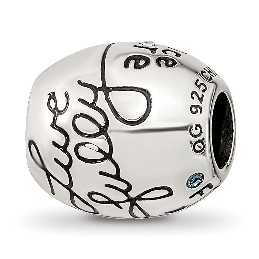 Sterling Silver Reflections Crystals Live Laugh Love Bead